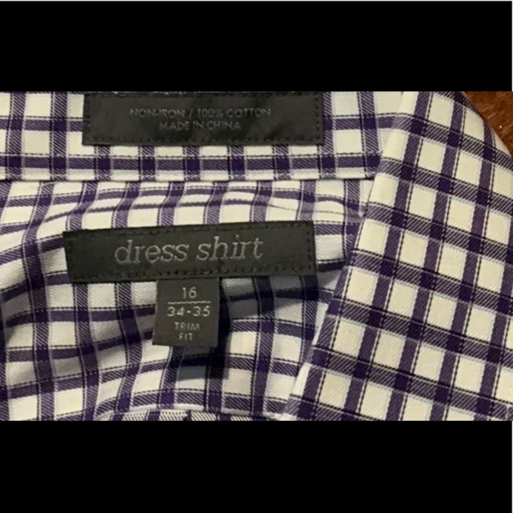 Nordstrom Rack new purple and white Men’s check shirt trim fit size 16 34/35 - Picture 6 of 6